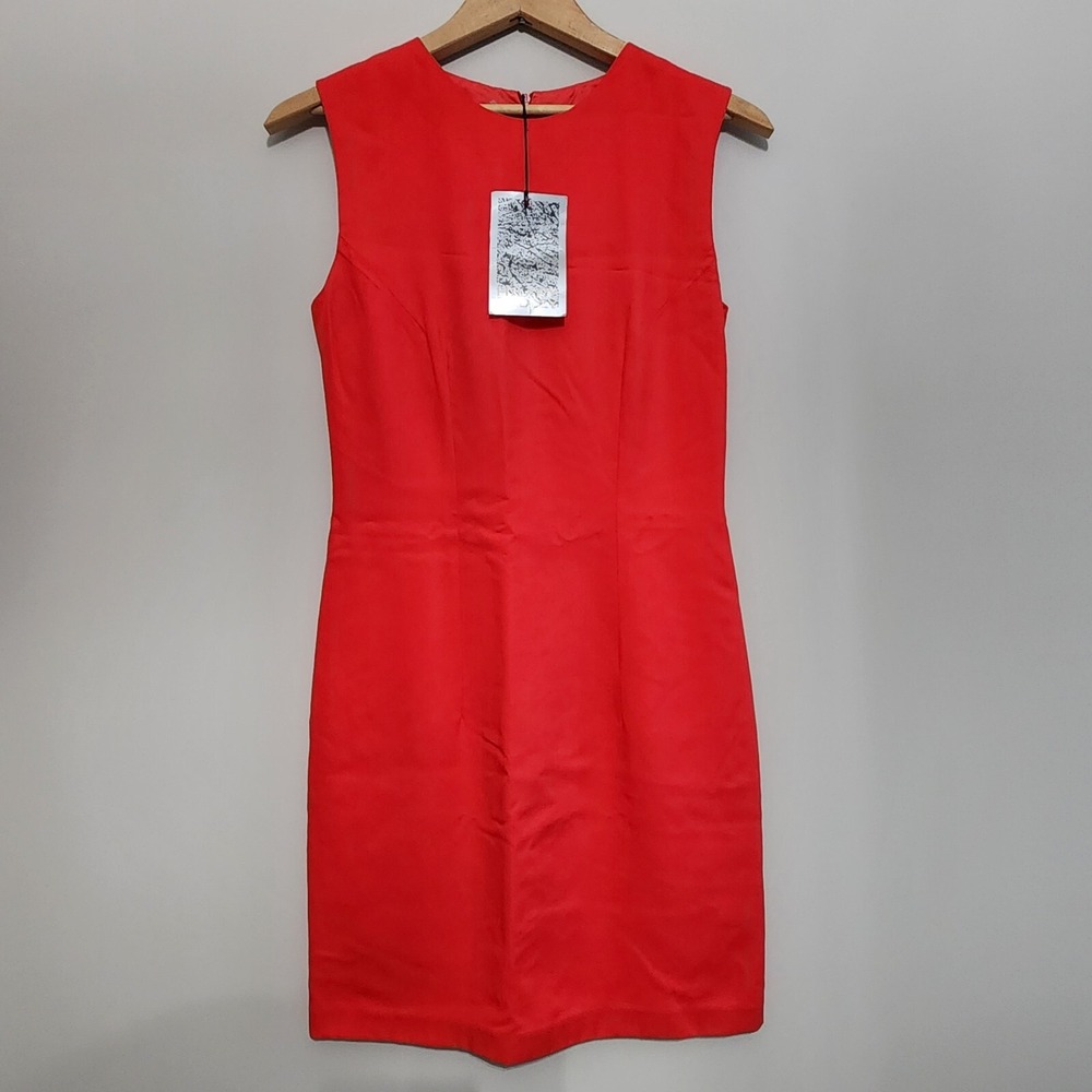 Hilary Radley Sheath Dress Womens 6 Red Wool Blend Sleeveless Career Event Party